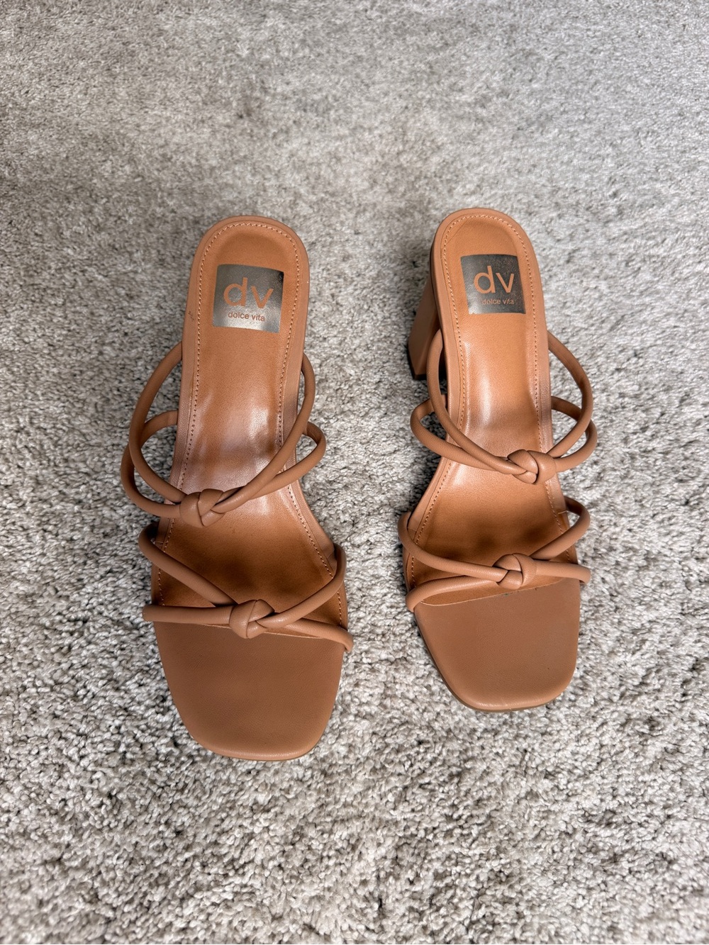 Dolce Vita Holmes Camel Strappy Block Heel Sandals Size 8